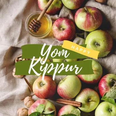 Yom Kippur Holiday Announcement with Fresh Apples