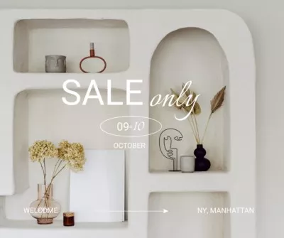 Home Decor Sale Offer with Minimalistic Shelf