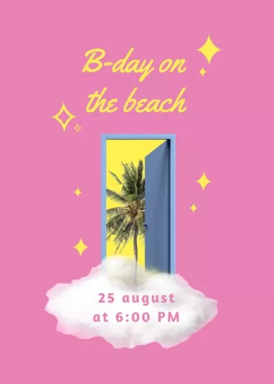 Beach Birthday Party announcement
