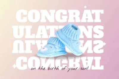 Birthday Wishes for Son with Knitted Baby Shoes