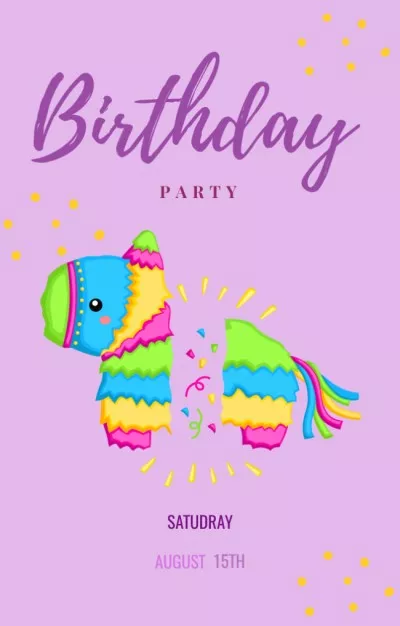 Birthday Party Announcement with Colorful Pony