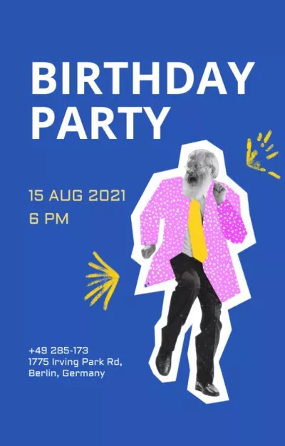 Birthday Party Announcement with Dizzy Pattern