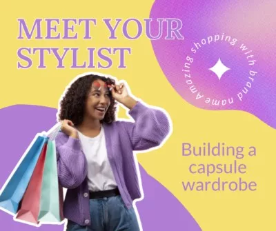 Stylist Services Offer with Woman with Shopping Bags