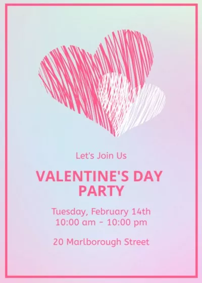 Valentine's Day Party Announcement with Hearts