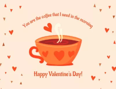 Happy Valentine's Day greeting with Cup of Coffee