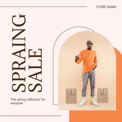 Spring Sale Announcement with Stylish Young African American Man
