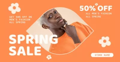 Spring Sale with Stylish African American Man in Orange