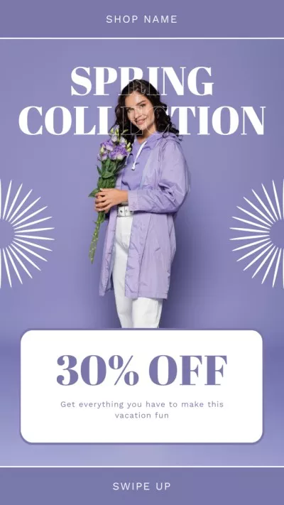Spring Collection Sale with Woman in Lilac Clothing