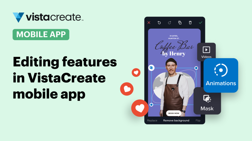 Learn how to use VistaCreate editing features on mobile