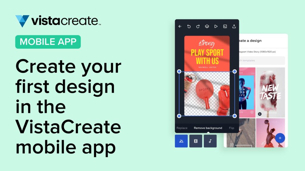 Crie seu primeiro design com o aplicativo de celular VistaCreate